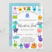 Invitation Monster First Birthday Party (Devant / Derrière)