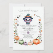 Invitation Monster Halloween Automne Wreath Coed Girl Douche (Devant)