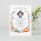 Invitation Monster Halloween Automne Wreath Coed Girl Douche (Debout devant)