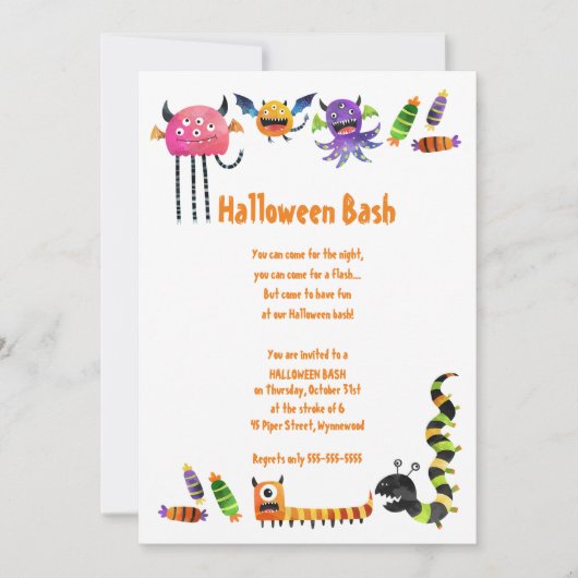 Invitation Monster Halloween Bash (Devant)