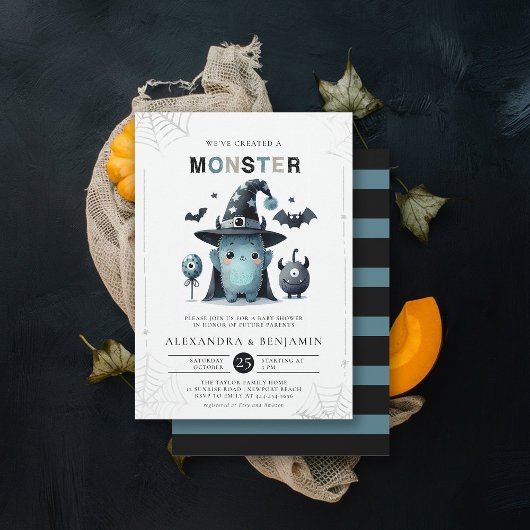 Invitation Monster Halloween Coed Boy Baby shower