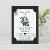 Invitation Monster Halloween Tartan Cute Coed Boy Baby shower (Debout devant)