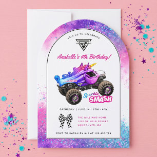 Invitation Monster Jam - Anniversaire Sparkle Smash
