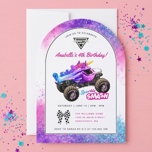 Invitation Monster Jam - Anniversaire Sparkle Smash