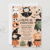 Invitation Monster Mash Aquarelle Halloween fête d'anniversai (Devant)