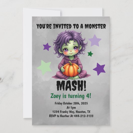 Invitation Monster Mash fête d'anniversaire (Devant)