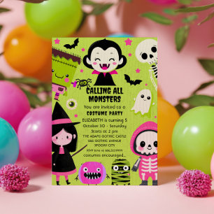 Invitation Monster Mash Green Kids Halloween fête d'anniversa