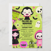 Invitation Monster Mash Green Kids Halloween fête d'anniversa (Devant)