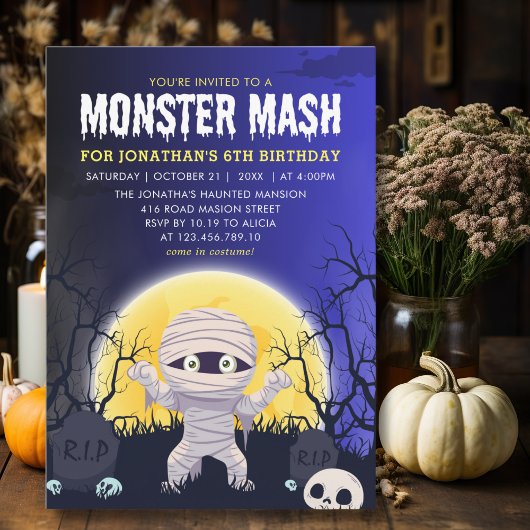 Invitation Monster Mash Kids Birthday Party Halloween