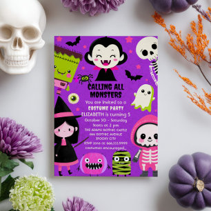Invitation Monster Mash Purple Kids Halloween fête d'annivers