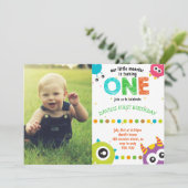 Invitation Monster Photo 1er Anniversaire Garçon Petits monst (Debout devant)