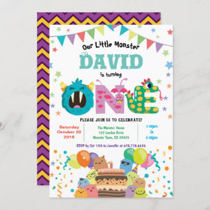 Invitation Monster, premier anniversaire. Baby boy 1er annive