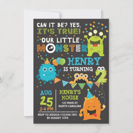Invitation Monster Second Birthday, Invitation Mon (Devant)