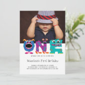 Invitation Monster Texte Premier anniversaire Photo personnal (Debout devant)