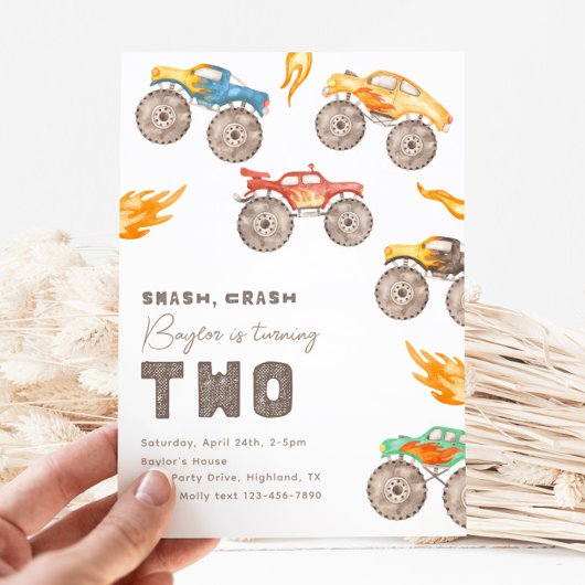 Invitation Monster Truck 2e anniversaire | Camions