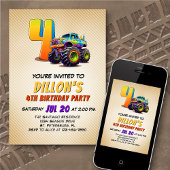 Invitation Monster Truck 4e anniversaire