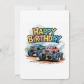 Invitation Monster Truck Anniversaire Bash Watercolor Art (Dos)