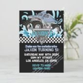 Invitation Monster Truck Anniversaire Invitation-Blue Shark (Debout devant)