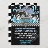 Invitation Monster Truck Anniversaire Invitation-Blue Shark (Devant / Derrière)