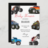 Invitation Monster Truck Baby shower (Devant / Derrière)