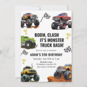 Invitation Monster Truck Bash Birthday For Boys Race Car (Devant)