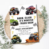 Invitation Monster Truck Bash Birthday For Boys Race Car