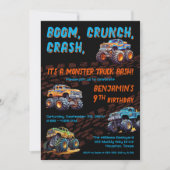 Invitation Monster Truck Bash Boy 9e fête d'anniversaire (Devant)
