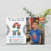 Invitation Monster Truck Bash Boy Anniversaire Photo Invitati (Debout devant)