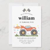 Invitation Monster Truck Bash Voiture Drapeaux de course Anni (Devant)