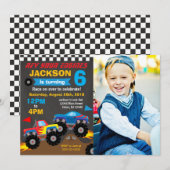 Invitation Monster Truck Birthday Bash Photo (Devant / Derrière)