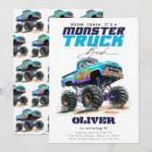 Invitation Monster Truck Blue Anniversaire (Devant / Derrière)
