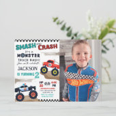 Invitation Monster Truck Boy 2e fête d'anniversaire Photo (Debout devant)