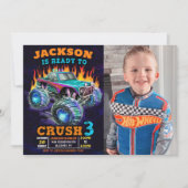 Invitation Monster Truck Boy 3th Birthday Photo (Devant)