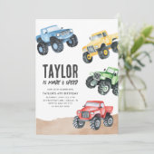 Invitation Monster Truck Boy 4e anniversaire (Debout devant)