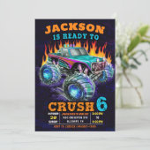 Invitation Monster Truck Boy 6e fête d'anniversaire (Debout devant)