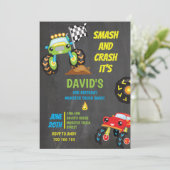 Invitation Monster Truck Boy Birthday Party Smash Crash (Debout devant)