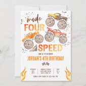 Invitation Monster Truck Boy Fabriqué quatre vitesses 4e anni (Devant)