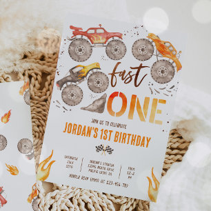 Invitation Monster Truck Boy Fast Un 1er anniversaire fête