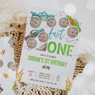 Invitation Monster Truck Boy Fast Un 1er anniversaire fête