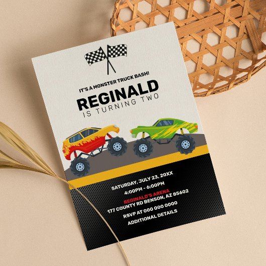Invitation Monster Truck Boy Racing Anniversaire Jam