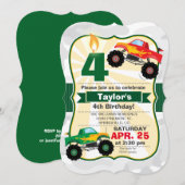 Invitation Monster Truck Boy's Birthday Party (Devant / Derrière)
