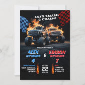 Invitation Monster Truck Boys Joint Anniversaire (Devant)