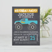Invitation Monster Truck Chalboard Anniversaire Fête Invitati (Debout devant)