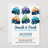 Invitation Monster Truck Colorful Car Boys Anniversaire (Devant)