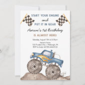 Invitation Monster Truck, Commencez Votre Moteur Garçons 1er  (Devant)