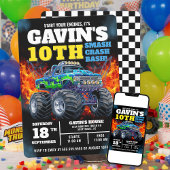 Invitation Monster Truck Cool Bleu 10e anniversaire Personnal