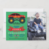 Invitation Monster Truck Flames Anniversaire Flames Big Photo (Devant)