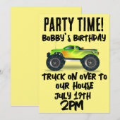 INVITATION MONSTER TRUCK GARÇONS ANNIVERSAIRES DE ENFANTS INV (Devant / Derrière)