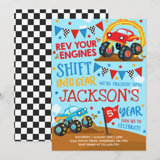 Invitation Monster Truck Monster Truck Anniversair (Devant / Derrière)