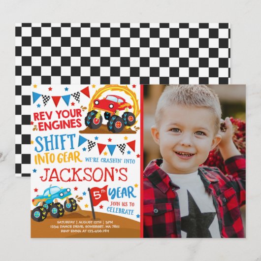 Invitation Monster Truck Monster Truck Anniversair (Devant / Derrière)